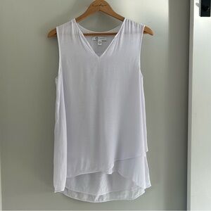 Flowy White Layered Sleeveless Blouse Top Oversized Medium